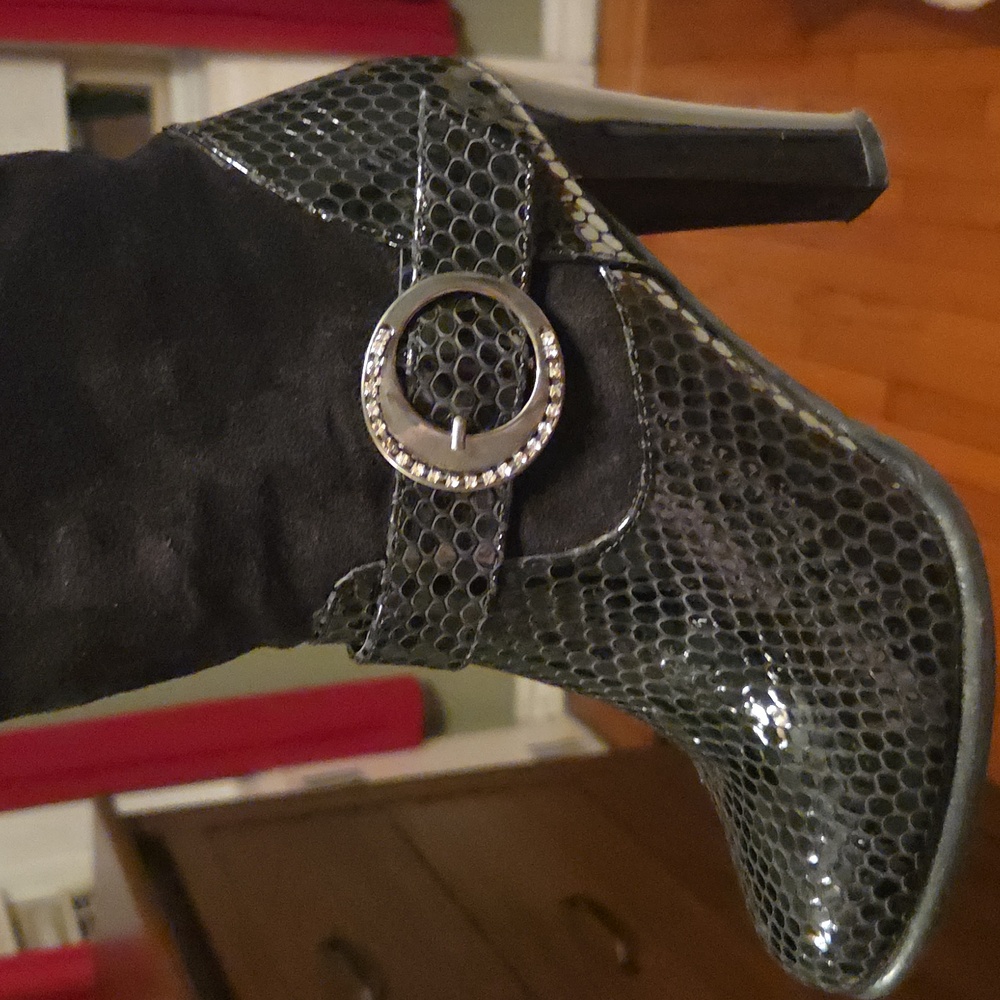 Black Leather and Suede Boots